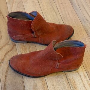 Free People Red Suede Ankle Boots